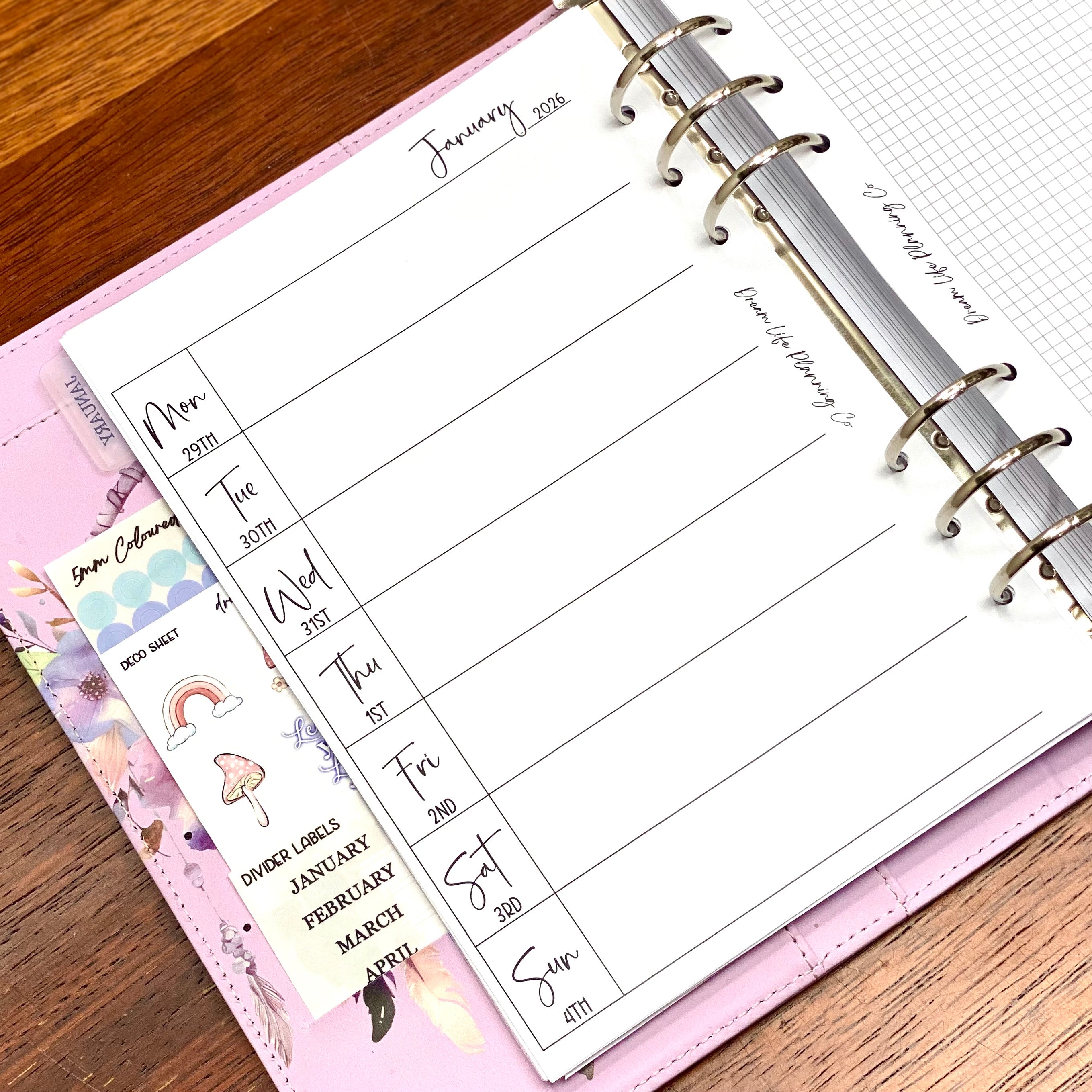 2026 - WO1P Week On One Page – Dream Life Planning Co