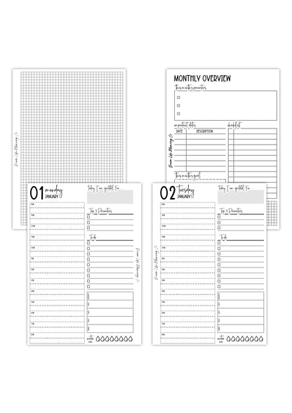 2025 - A5 Daily Planner Insert With Hourly Schedule