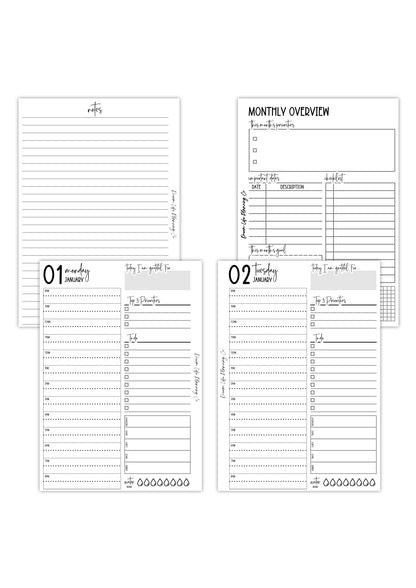 2025 - A5 Daily Planner Insert With Hourly Schedule