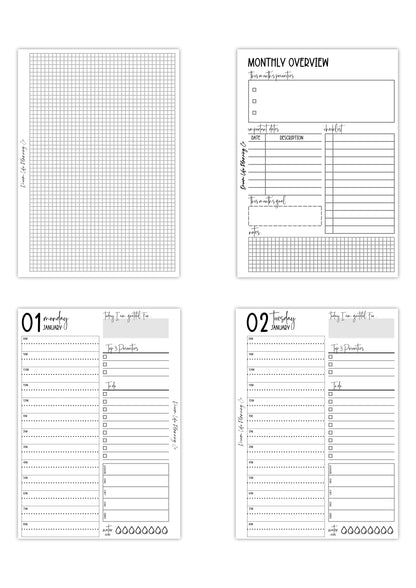 2026 - A5 Daily Planner Insert With Hourly Schedule