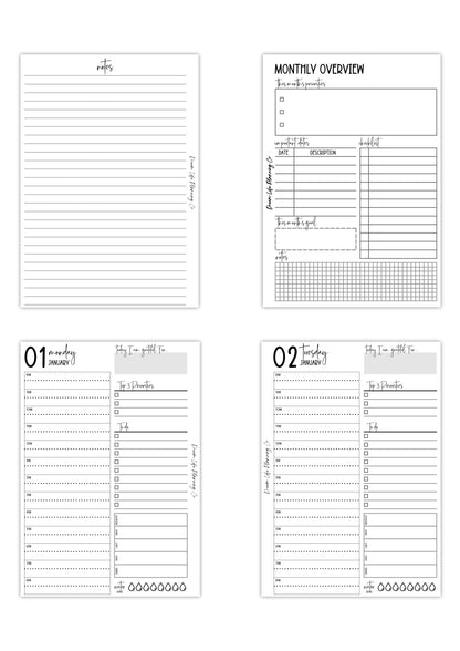 2026 - A5 Daily Planner Insert With Hourly Schedule