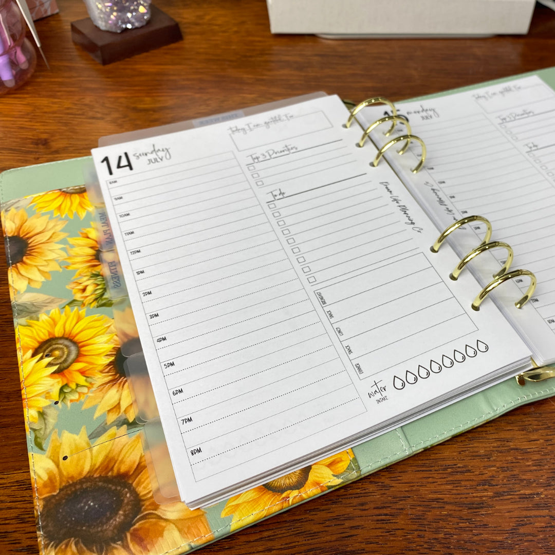 A5 Rings Vegan Leather Planner Cover - Sunflowers