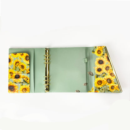 A5 Rings Vegan Leather Planner Cover - Sunflowers