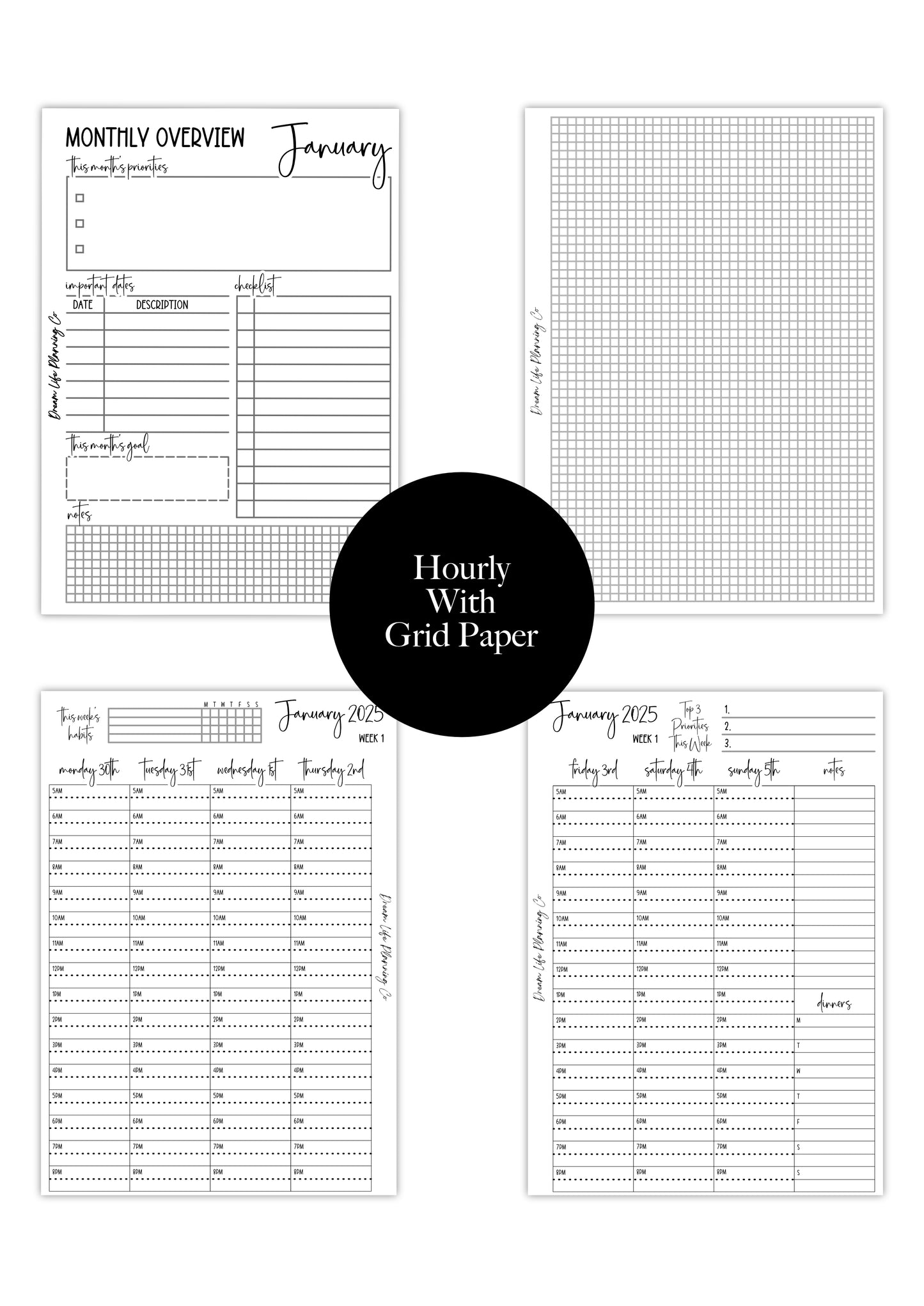 Hourly Planner Bundle