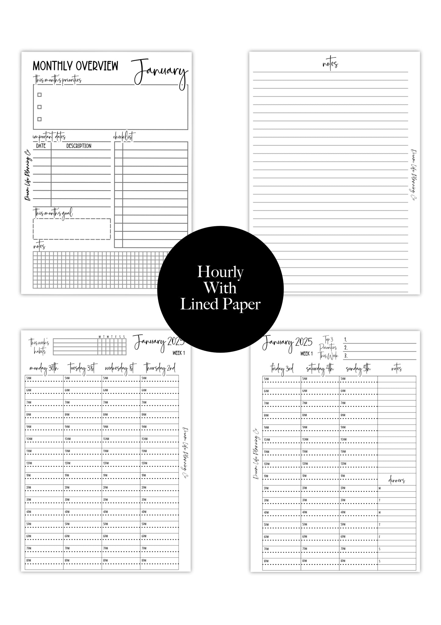 Hourly Planner Bundle