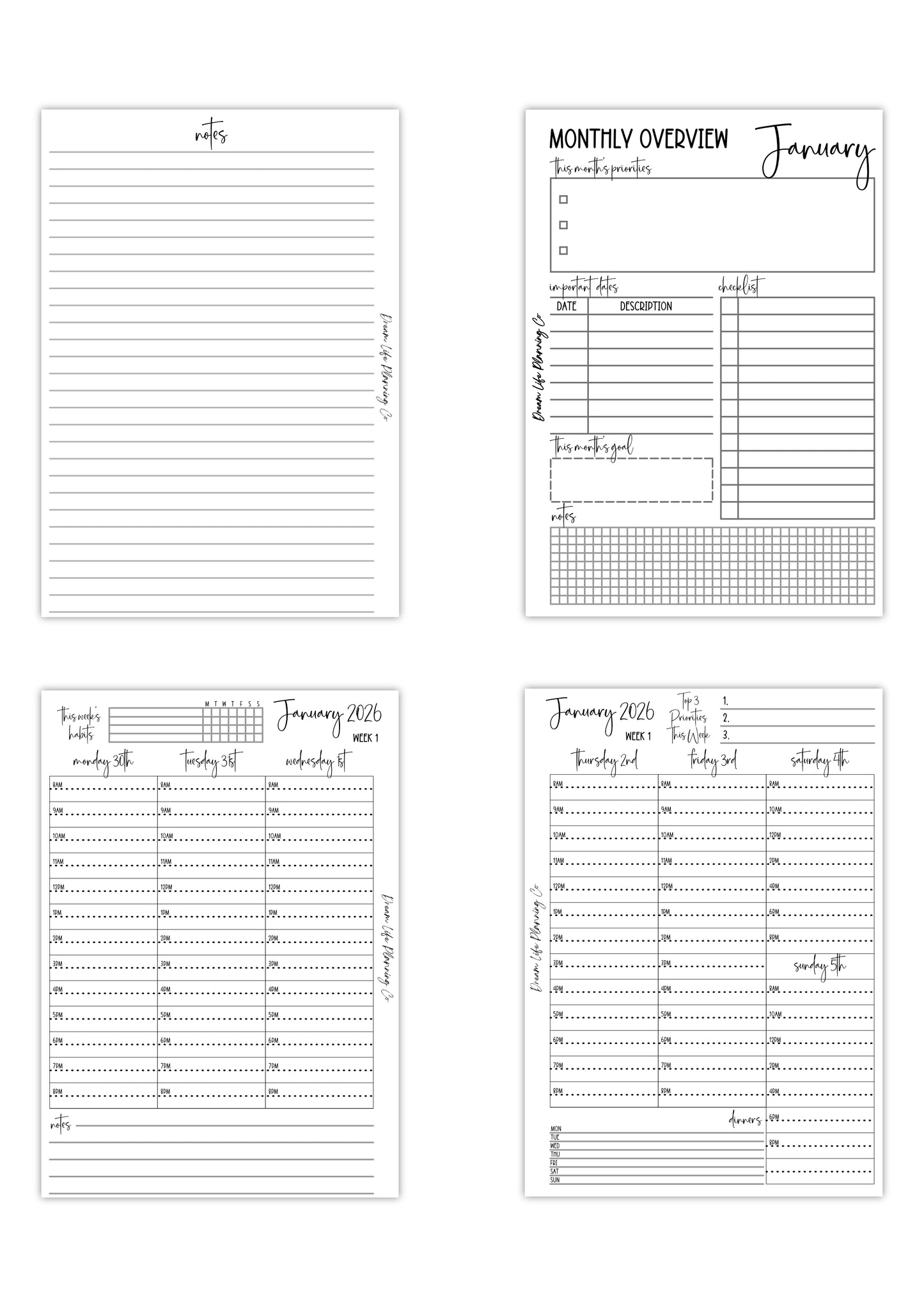 2026 - A5 Hourly Wide Columns