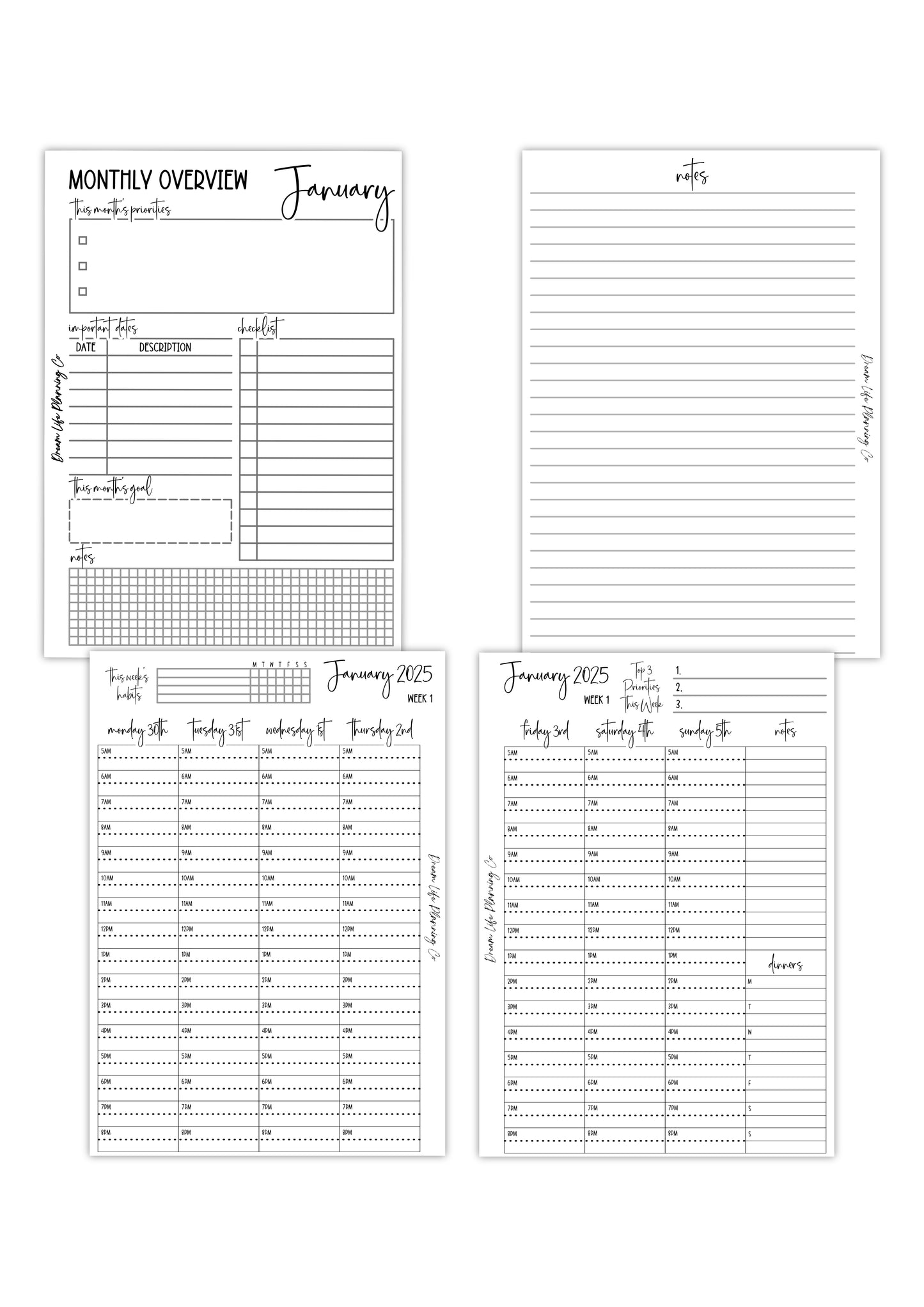 2025 - Hourly Planner Inserts