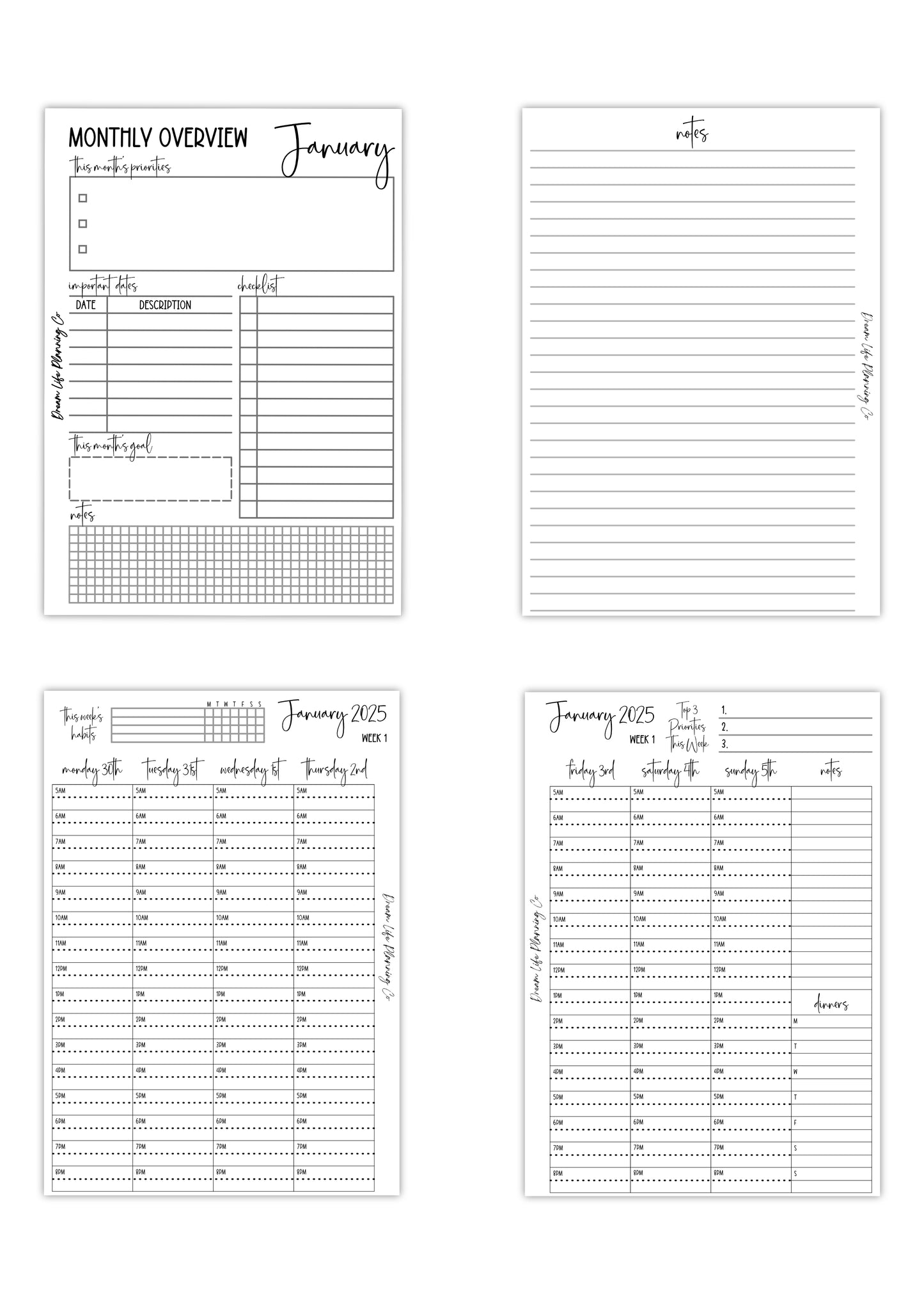 2026 - Hourly Planner Inserts