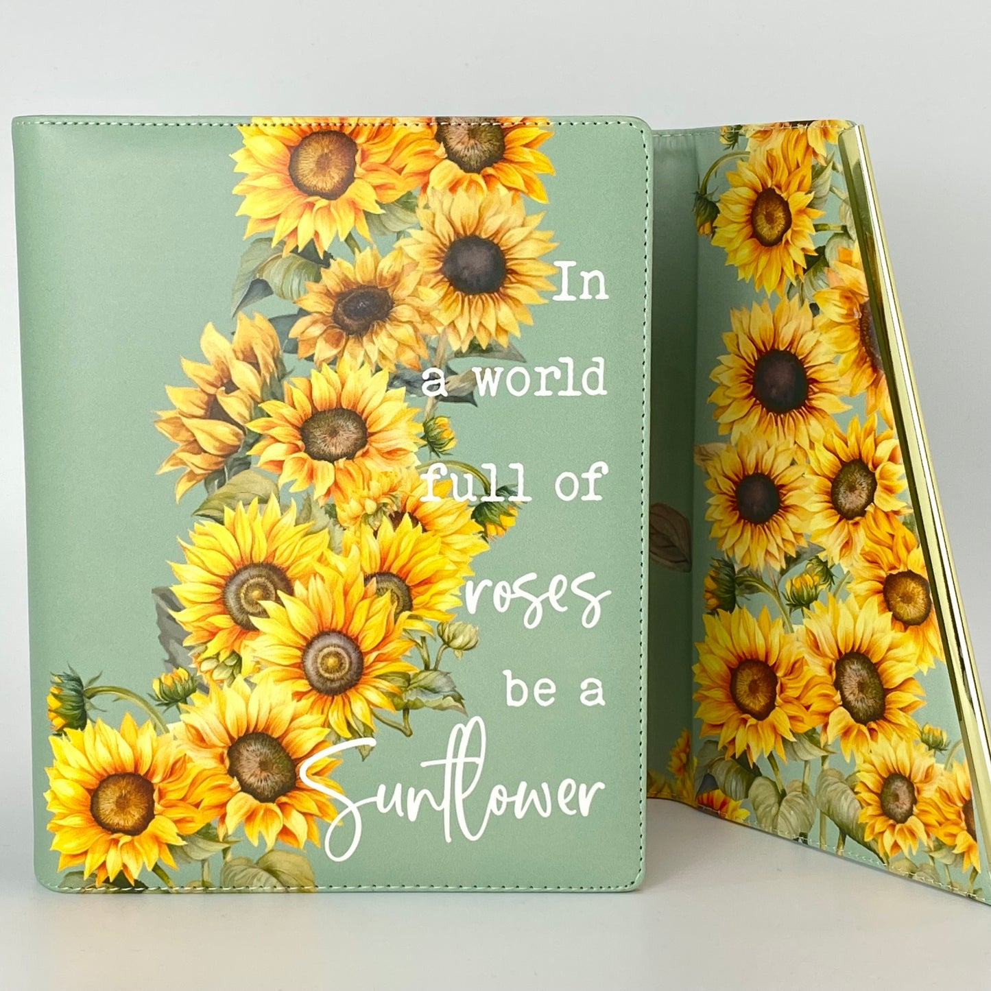 A5 Rings Vegan Leather Planner Cover - Sunflowers