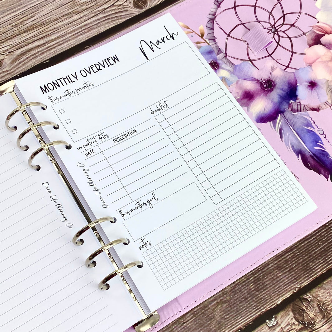 A5 Planner Insert Pages, Planner Refills &amp; 6 Ring Diary Pages – Dream Life Planning Co