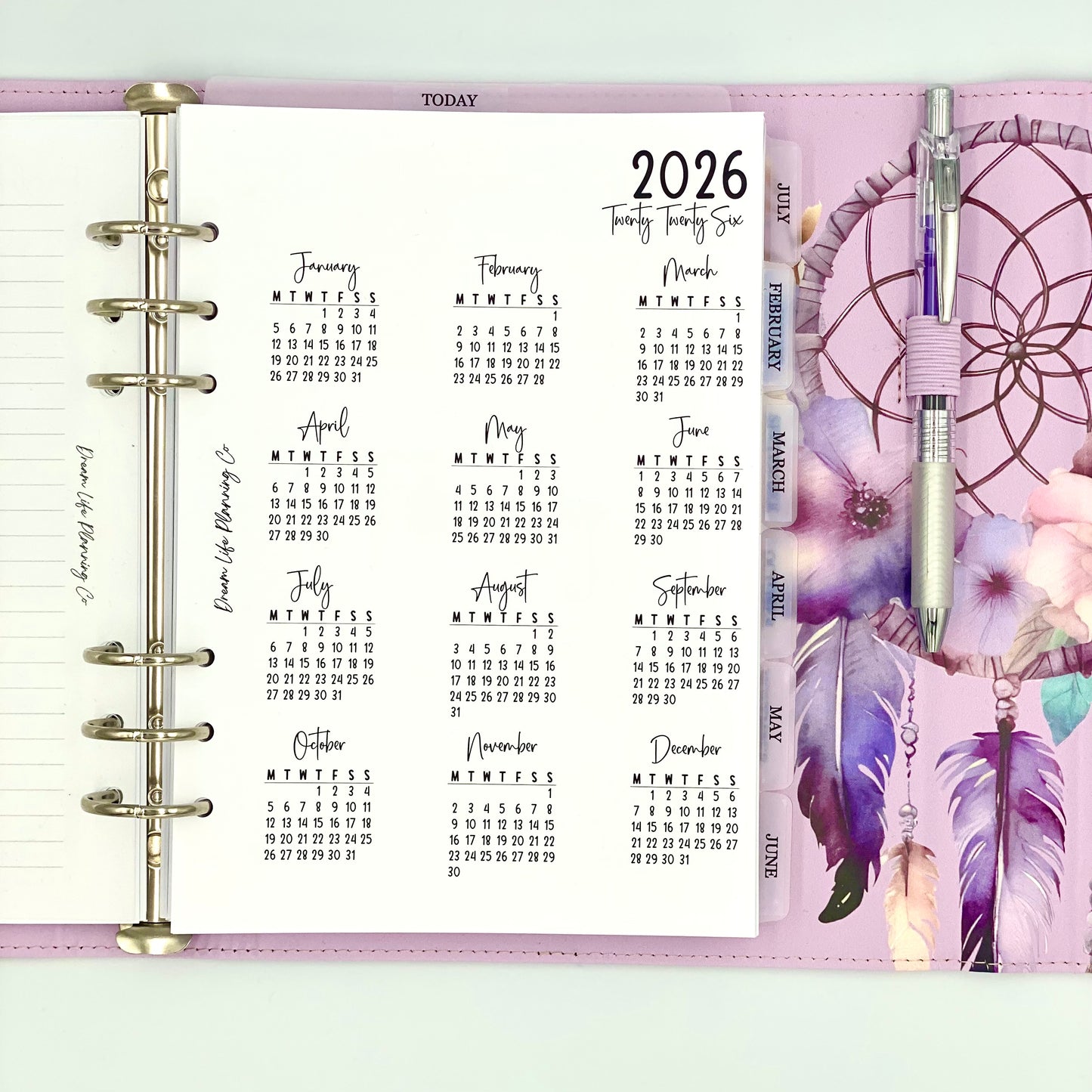 2026 - A5 Year At A Glance Planner Refill for A5 Planner