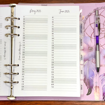 2026 - Vertical Month At A Glance