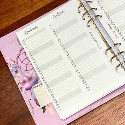 2026 - Vertical Month At A Glance