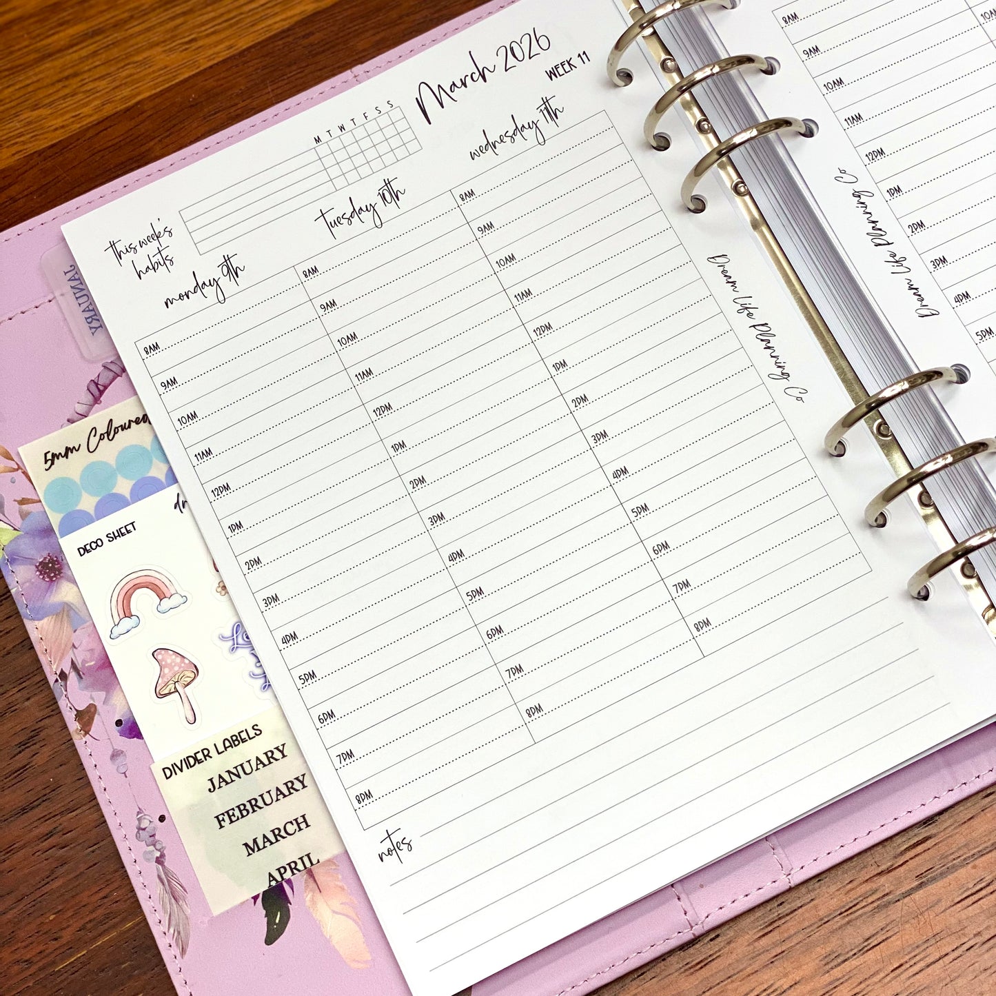 2026 - A5 Hourly Wide Columns