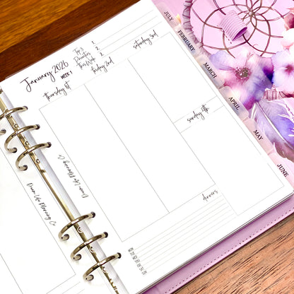 2026 - A5 Weekly Vertical Planner Inserts