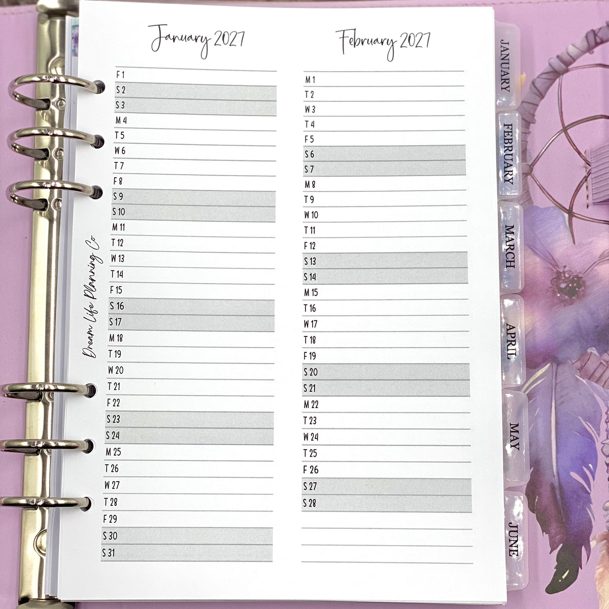 2027 - Vertical Month At A Glance