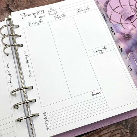 2027 - A5 Weekly Vertical Planner Inserts