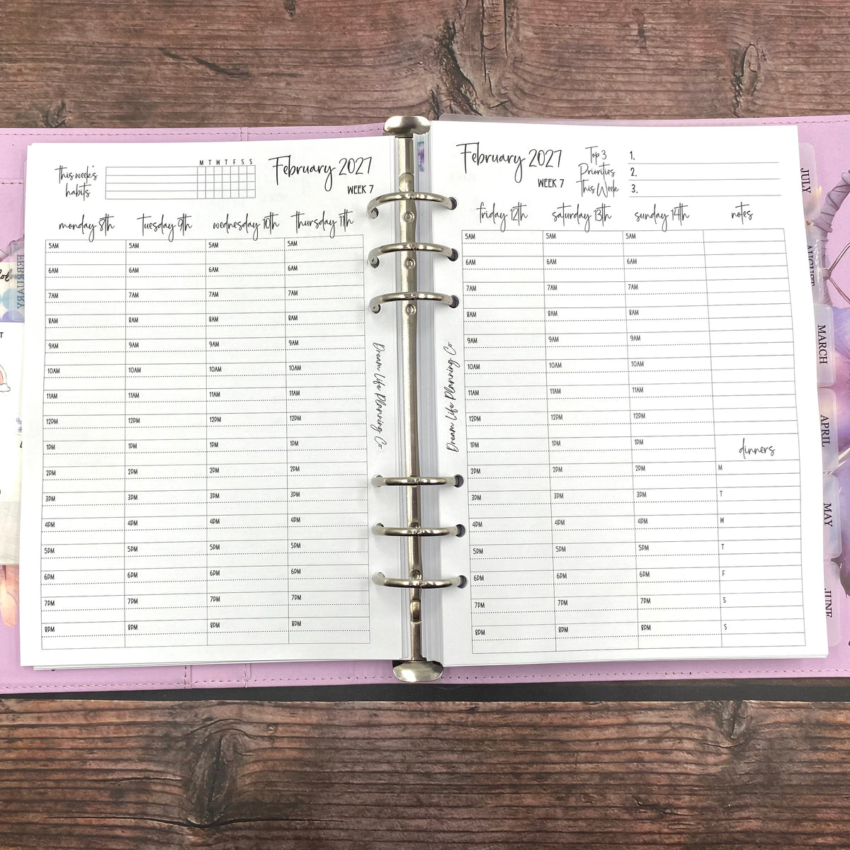 2027 - Hourly Planner Inserts
