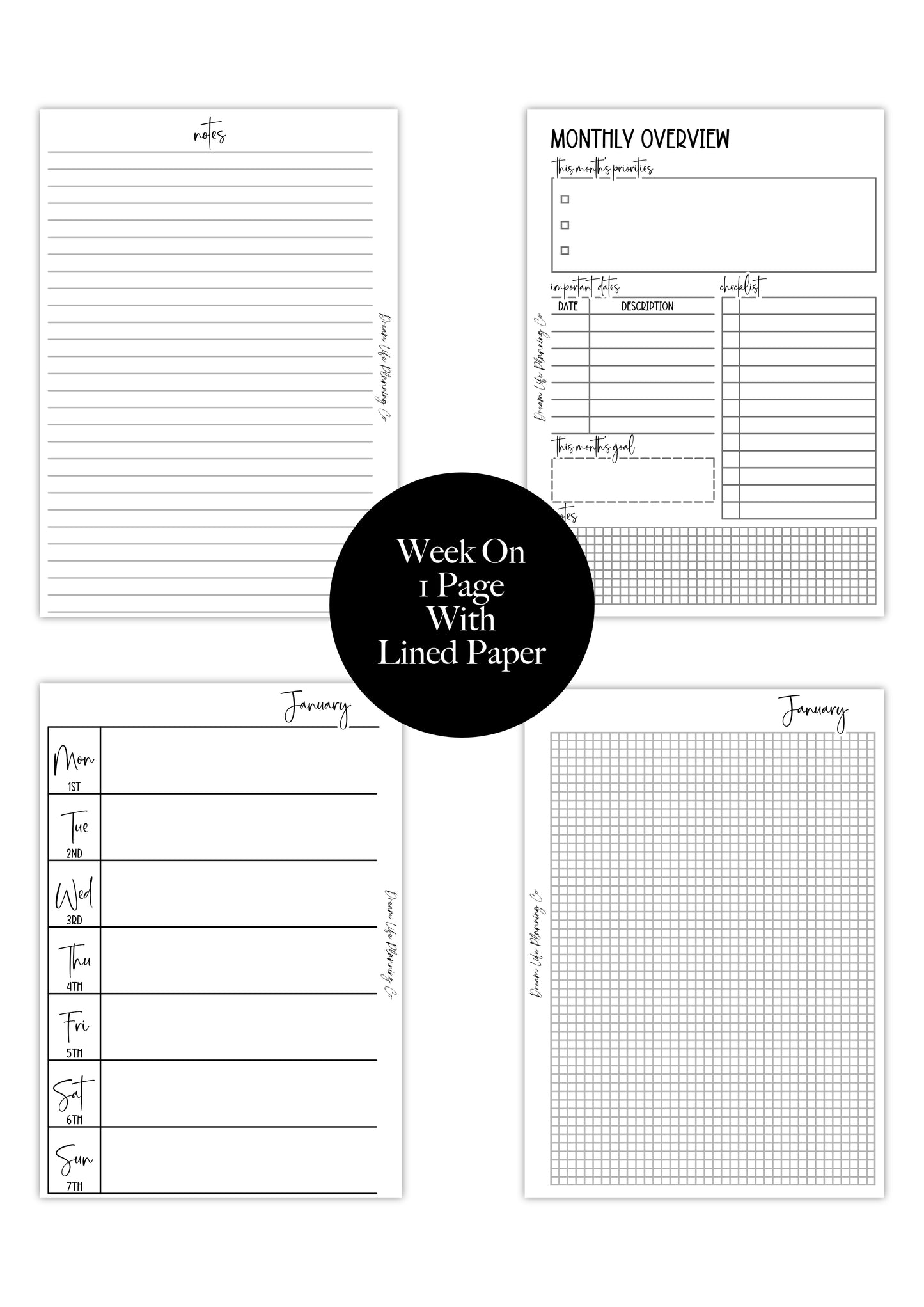 WO1P Boxes - Planner Bundle (Week On 1 Page)