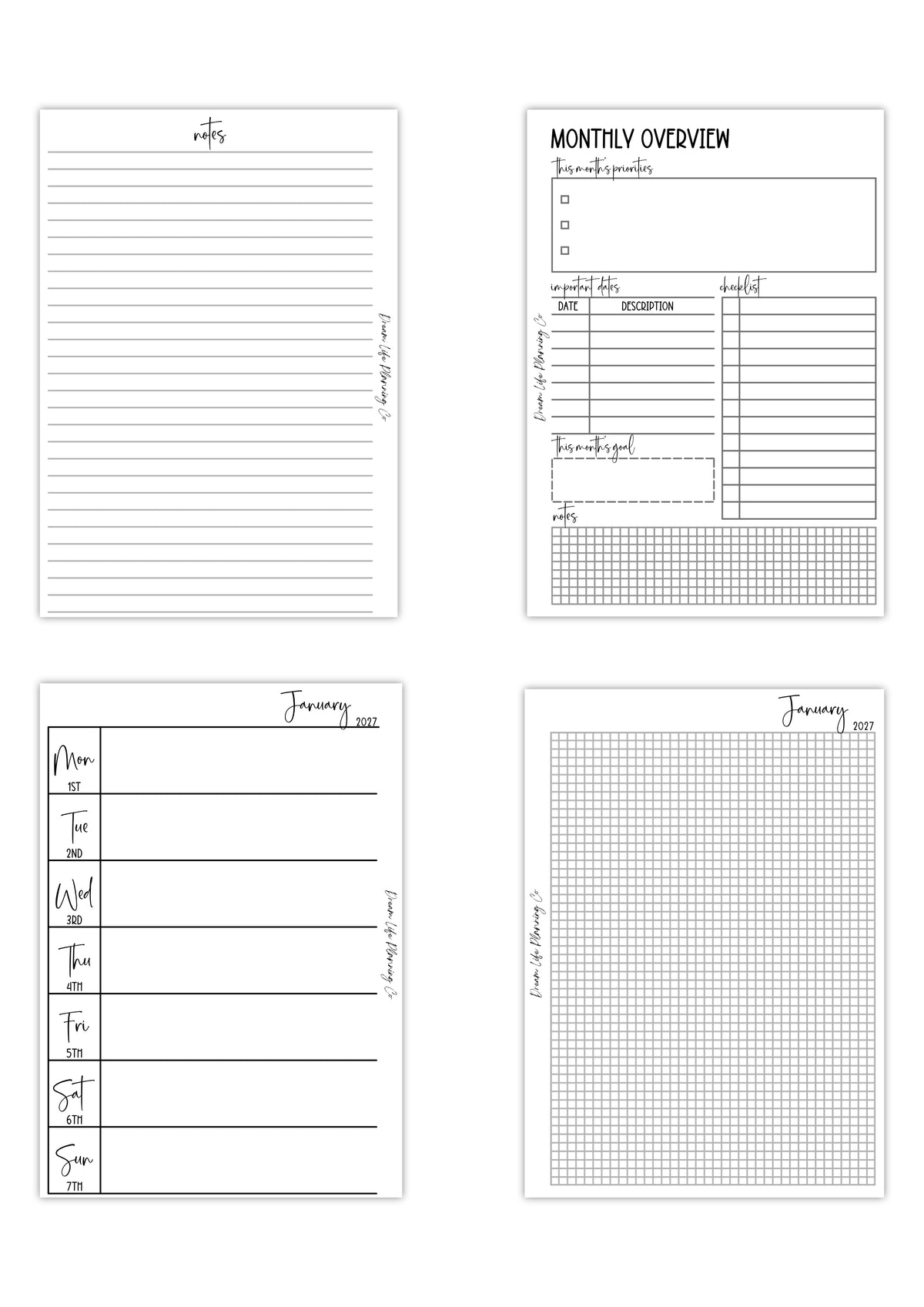 WO1P - Planner Bundle (Week On 1 Page) - 2027