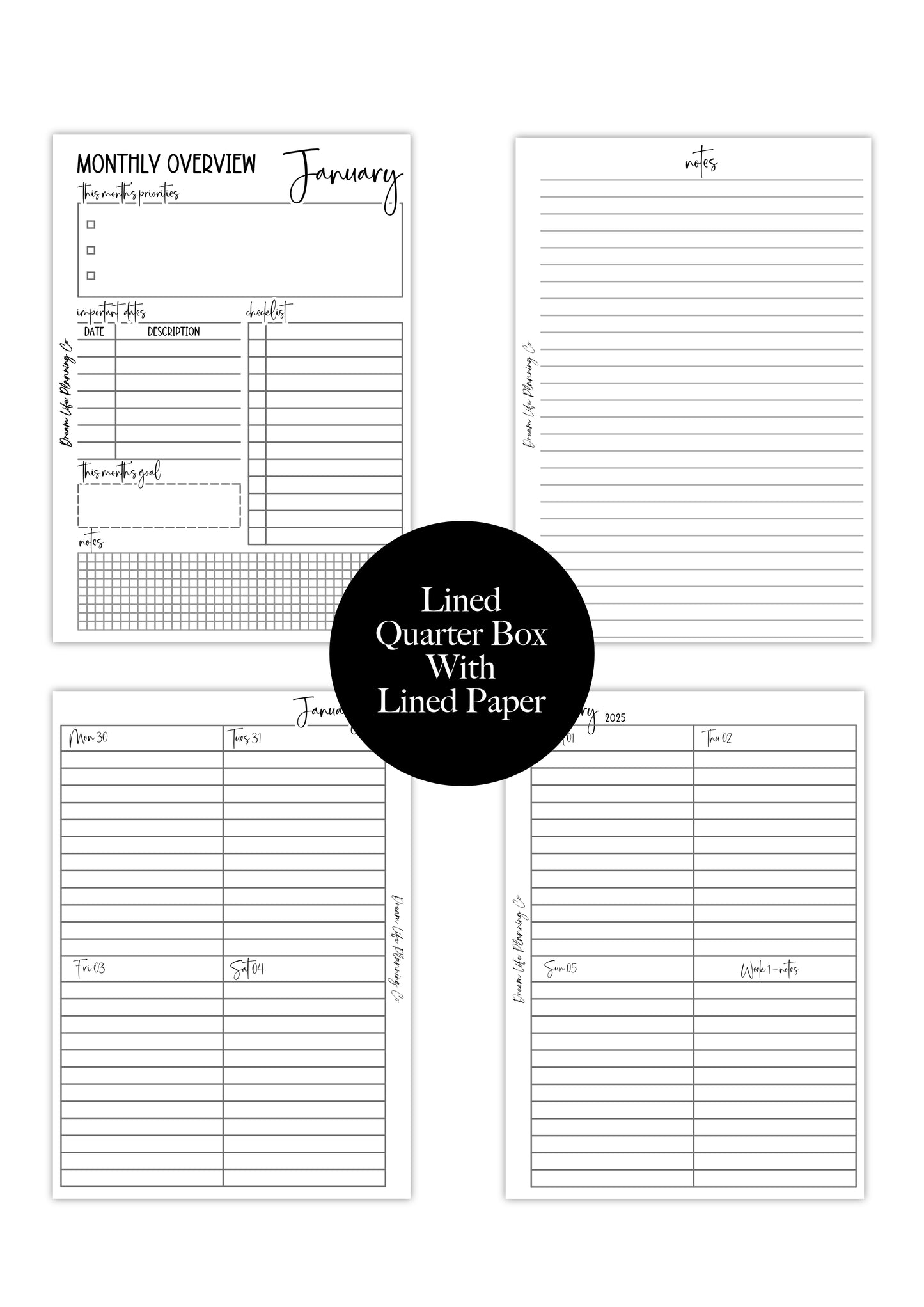 WO2P Quarter Boxes - Planner Bundle (Week On 2 Pages)