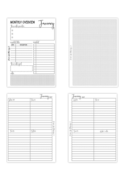 WO2P Quarter Boxes - Planner Bundle (Week On 2 Pages) - 2027