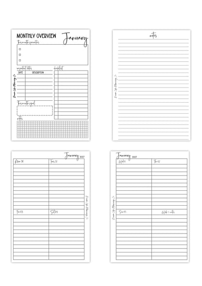 WO2P Quarter Boxes - Planner Bundle (Week On 2 Pages) - 2027