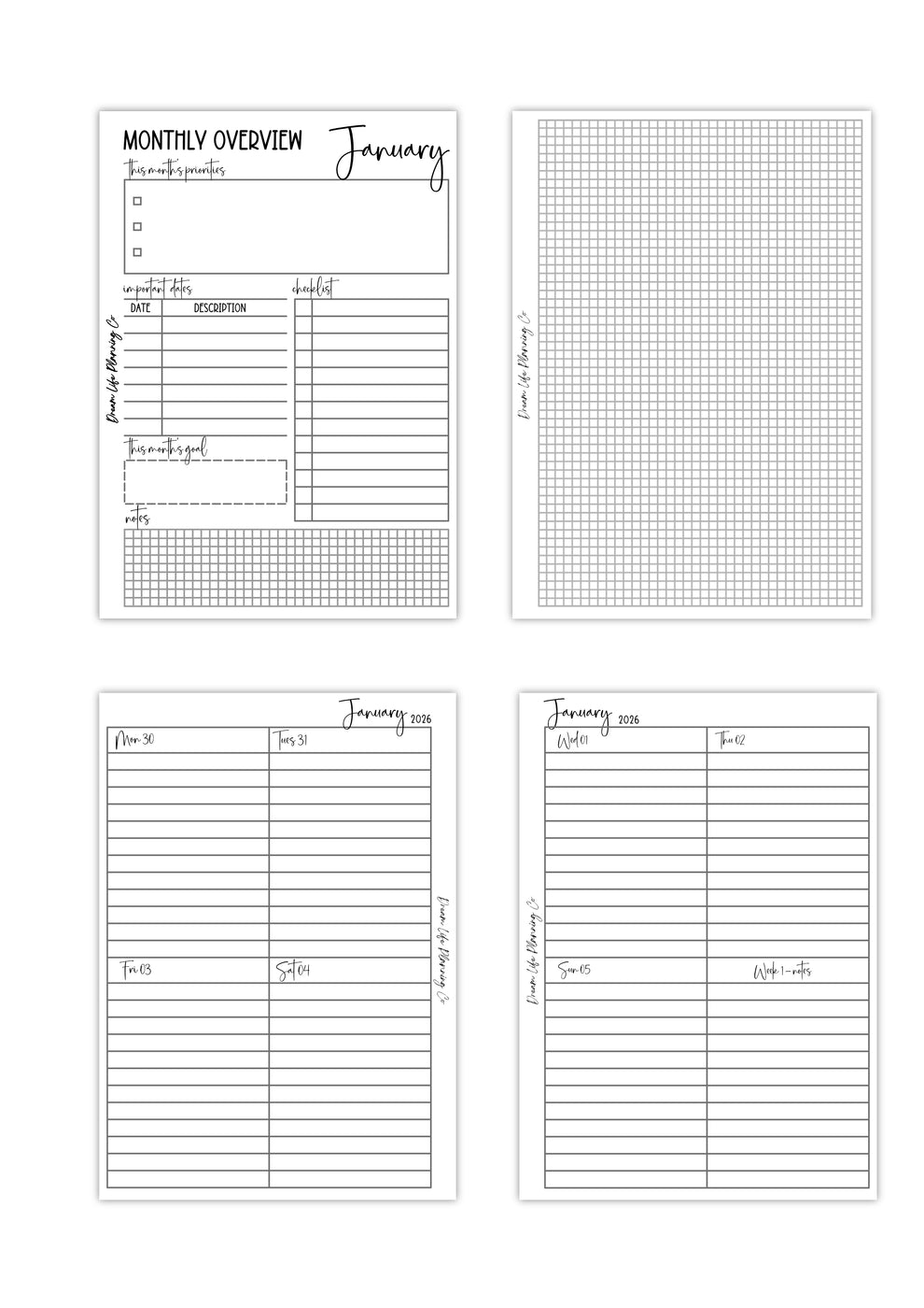2026 - WO2P Quarter Box Layout – Dream Life Planning Co