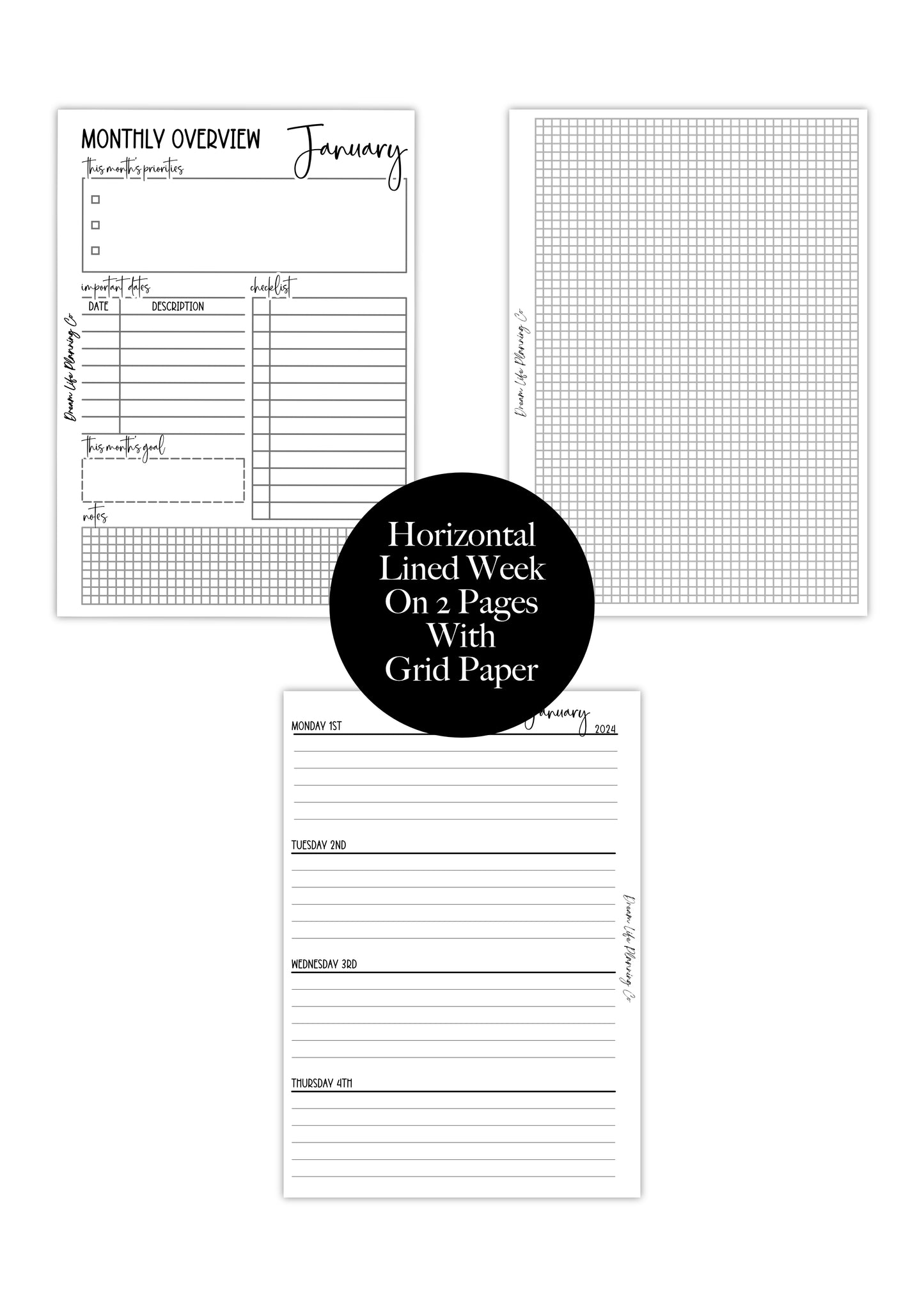 WO2P Horizontal - Planner Bundle (Week On 2 Pages)