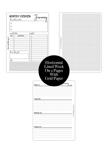 WO2P Horizontal - Planner Bundle (Week On 2 Pages)