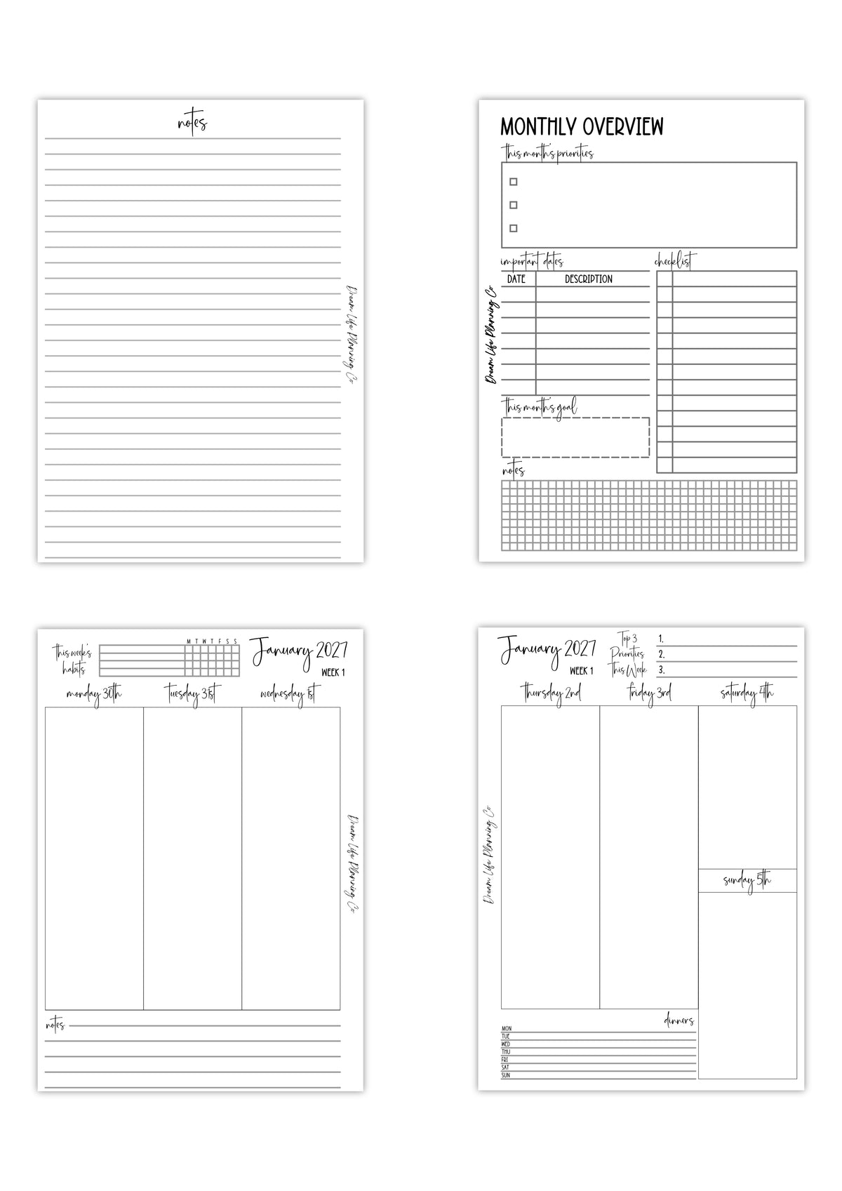 Weekly Vertical Planner Bundle - 2027