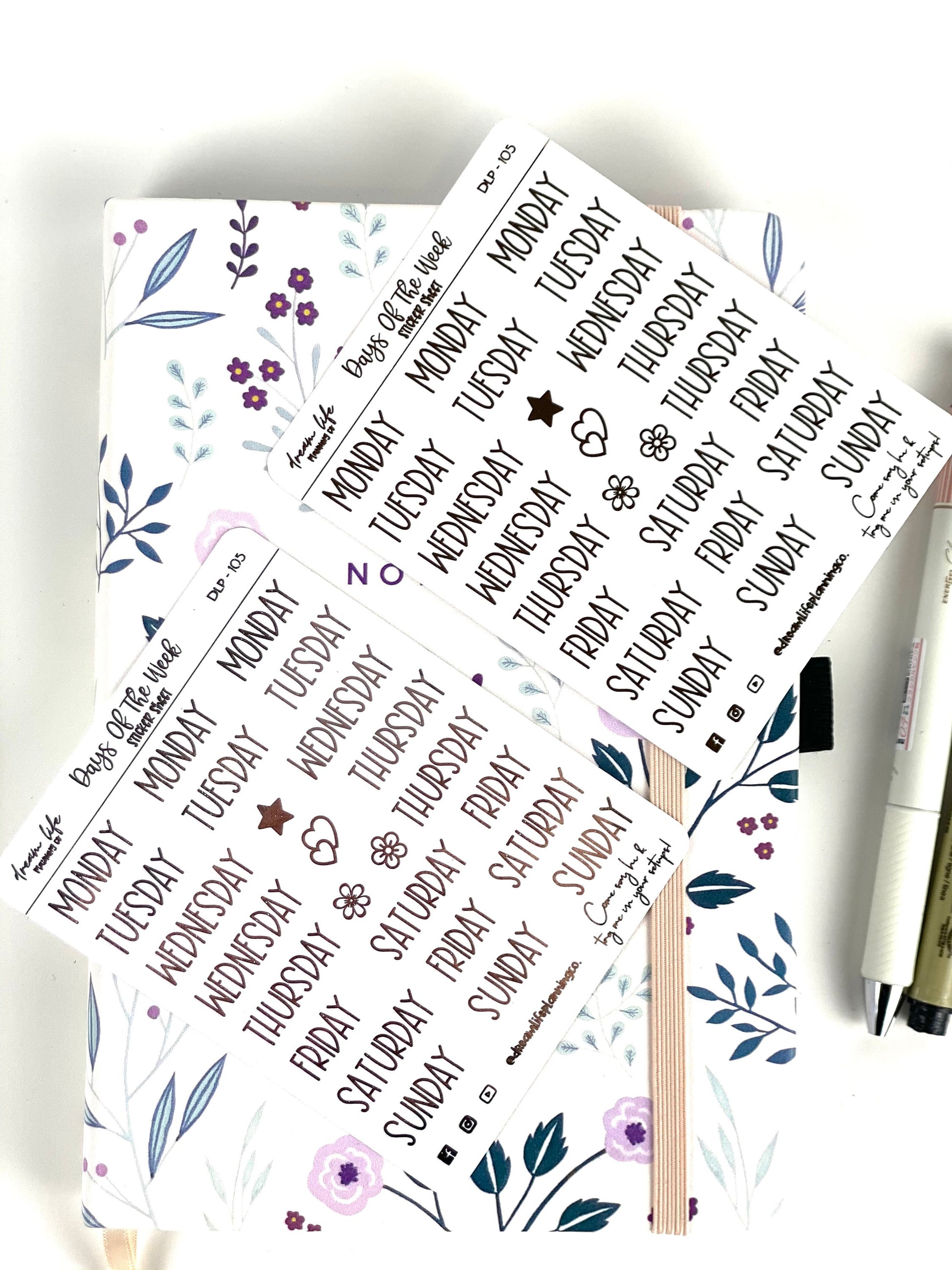 Foiled Days of the Week Stickers | Bullet Journal | Planner Stickers | Cute Planner Sticker Sheet | Sticker Sheet | BUJO