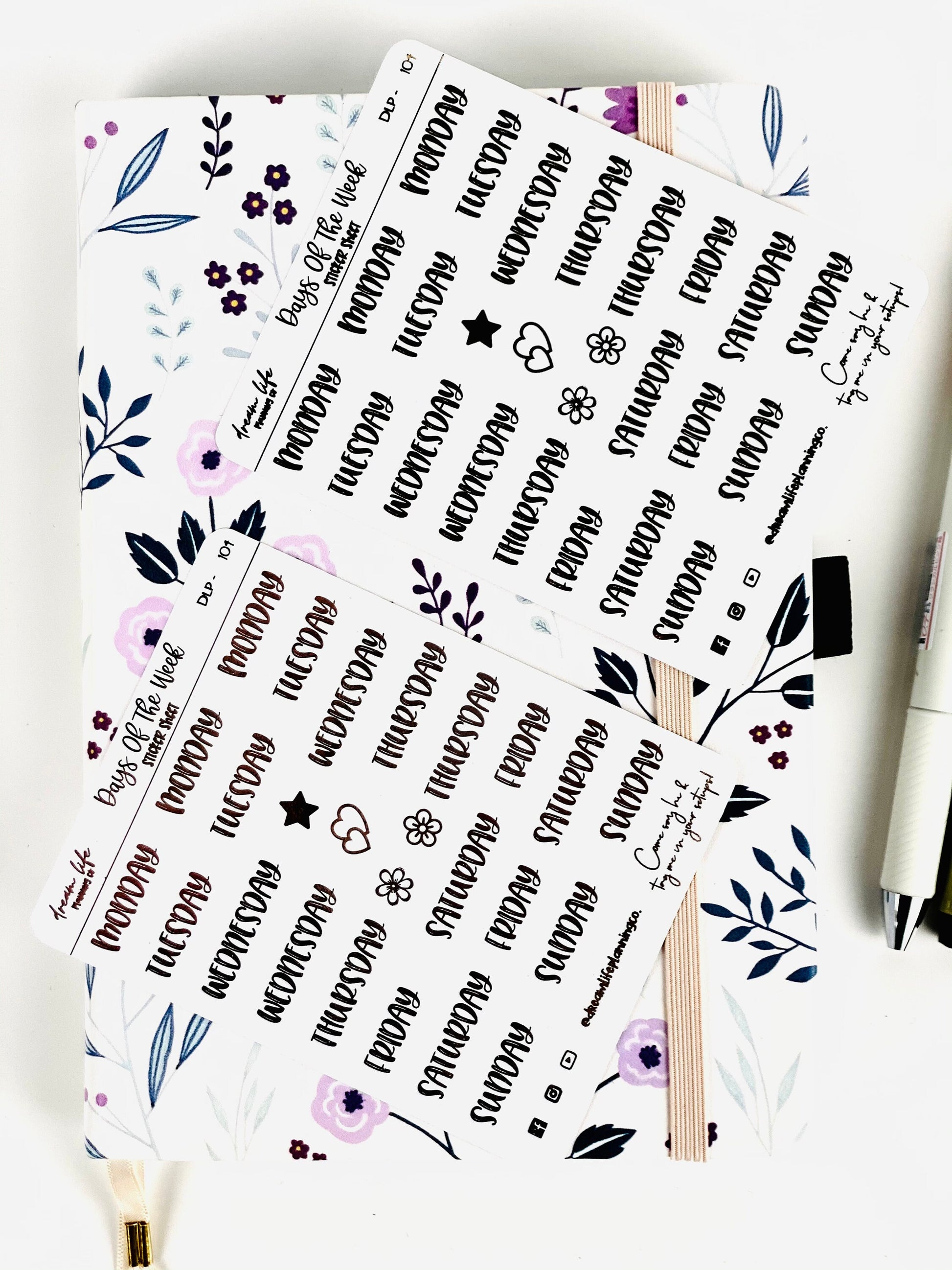 Foiled Days of the Week Stickers | Bullet Journal | Planner Stickers | Cute Planner Sticker Sheet | Sticker Sheet | BUJO