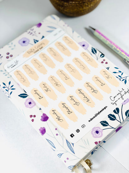 Blue Foiled Date Cover Stickers | Paint Swatch Date Headers | Bullet Journal | Planner Stickers | Cute Planner Sticker Sheet | Sticker Sheet