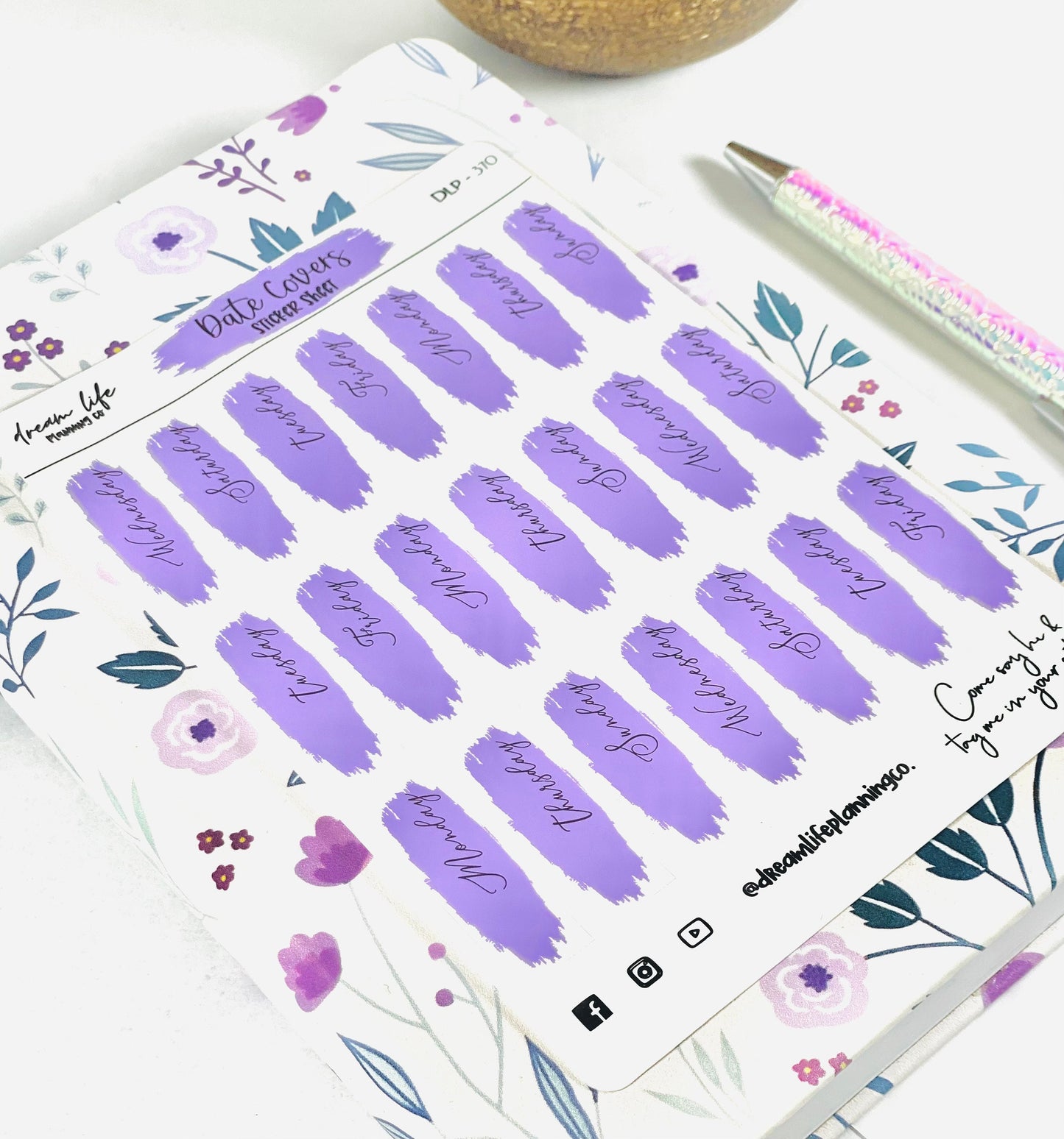 Blue Foiled Date Cover Stickers | Paint Swatch Date Headers | Bullet Journal | Planner Stickers | Cute Planner Sticker Sheet | Sticker Sheet