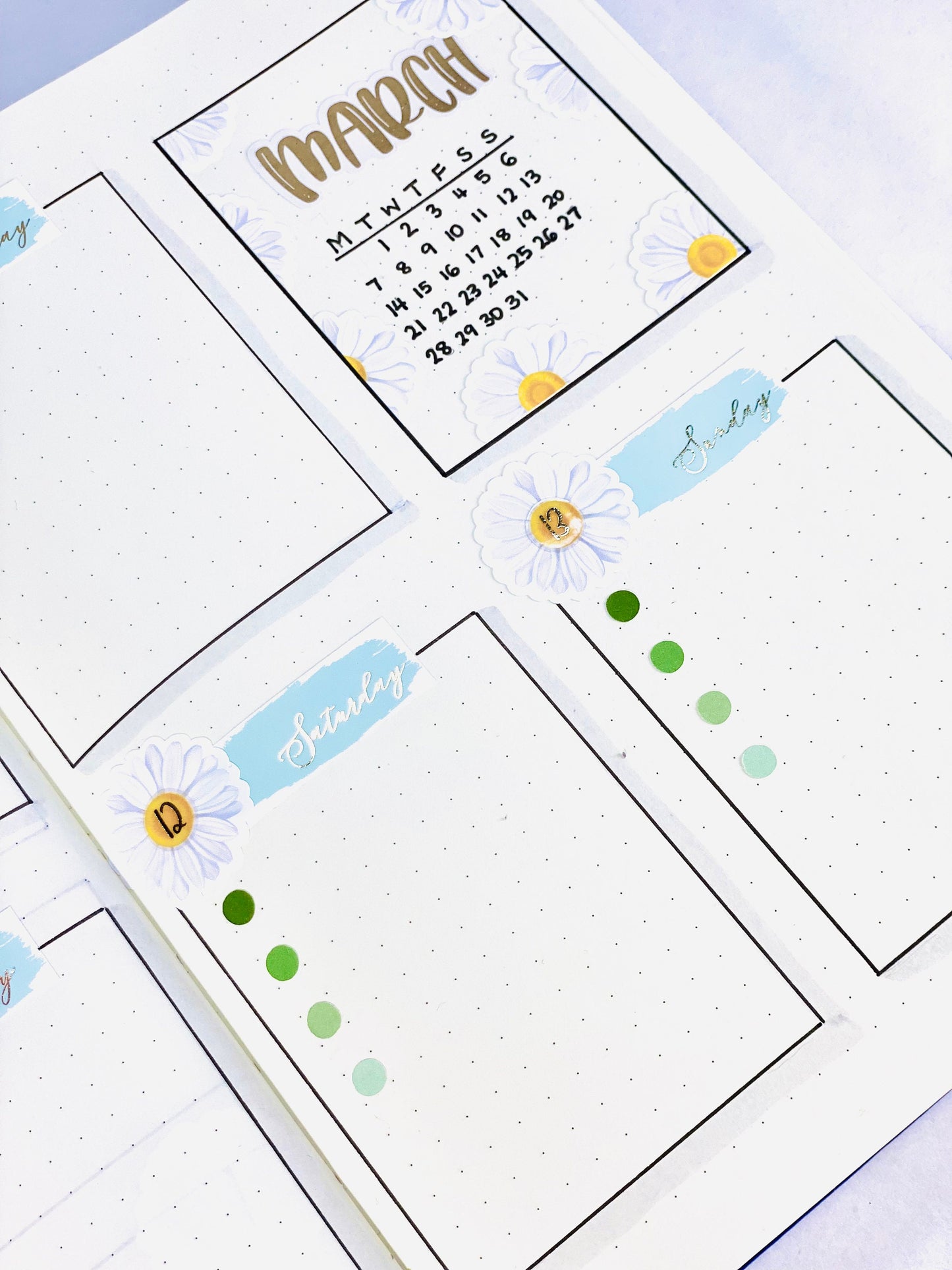 Blue Foiled Date Cover Stickers | Paint Swatch Date Headers | Bullet Journal | Planner Stickers | Cute Planner Sticker Sheet | Sticker Sheet