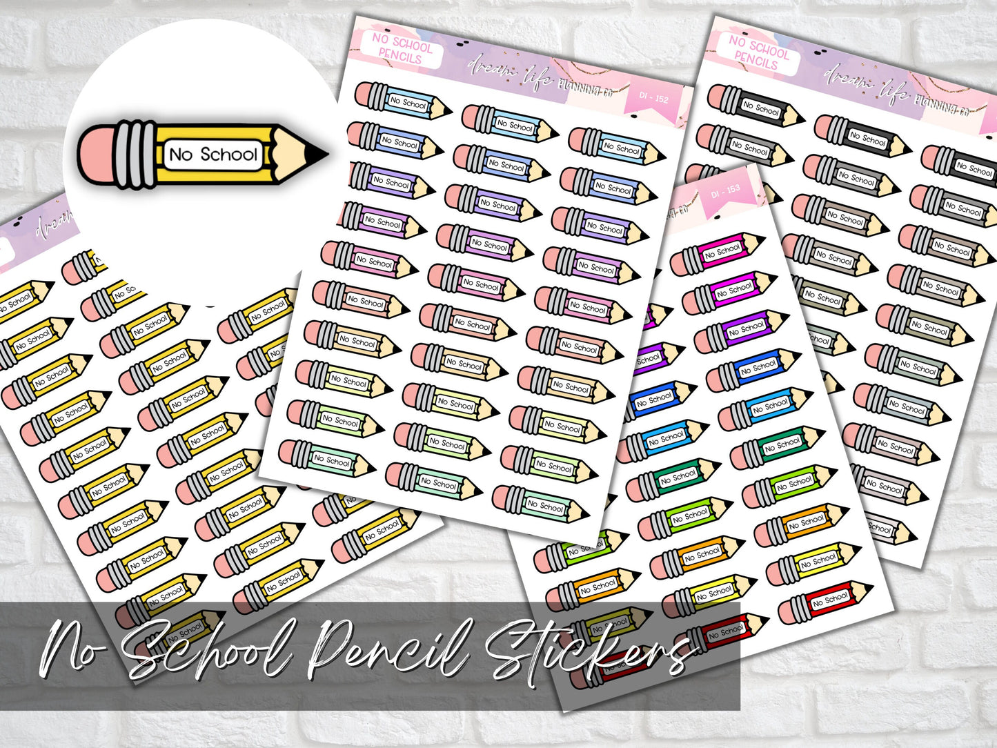 No School Pencil Stickers, Back to School Planner Diary Bullet Journal Stickers, Student or Teacher Planner Sticker Sheet, School Stickers