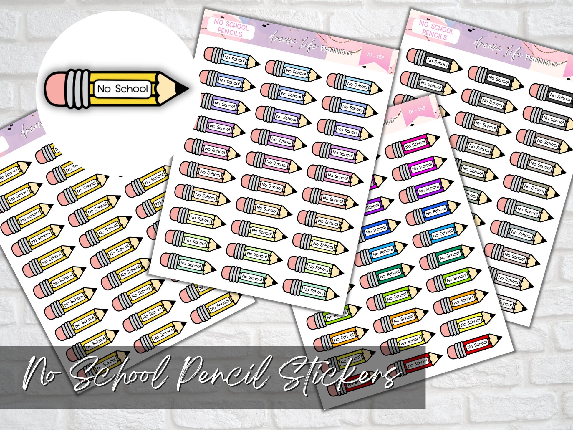 No School Pencil Stickers, Back to School Planner Diary Bullet Journal Stickers, Student or Teacher Planner Sticker Sheet, School Stickers