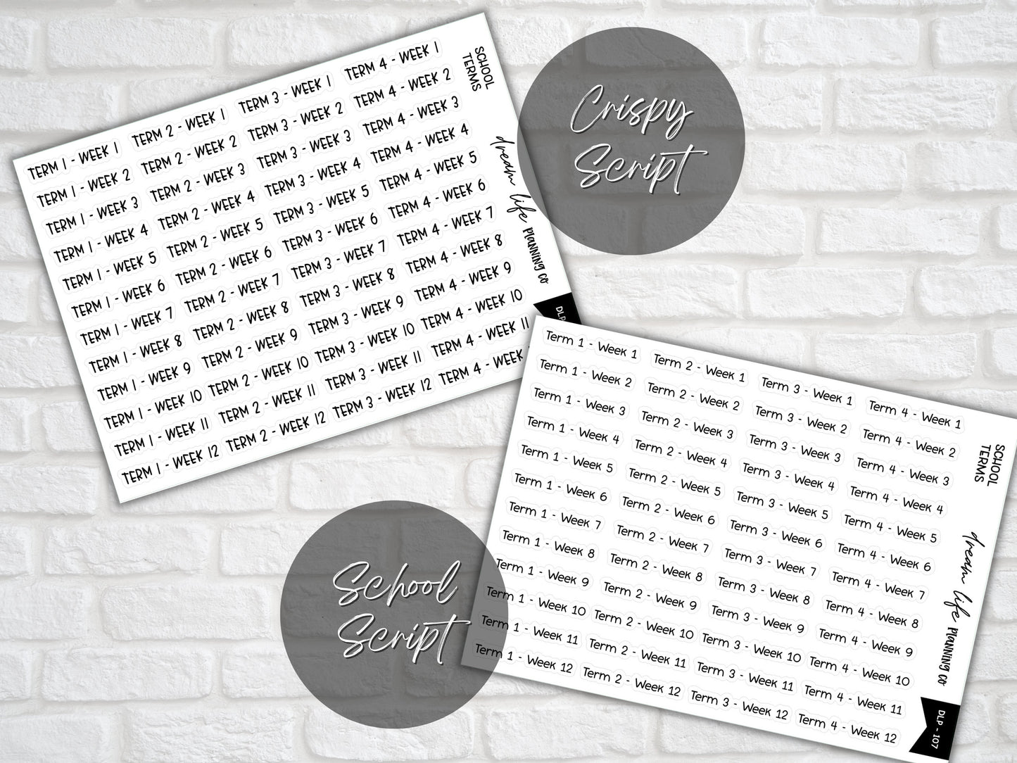 Matte Foiled School Term Stickers, Back to School Stickers, Bullet Journal, Planner, Diary Stickers, Student or Teacher Planner Sticker