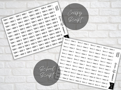 Clear Foiled School Term Stickers, Back to School Stickers, Bullet Journal, Planner, Diary Stickers, Student or Teacher Planner Sticker