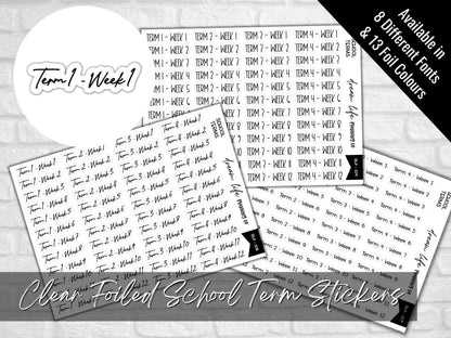 Clear Foiled School Term Stickers, Back to School Stickers, Bullet Journal, Planner, Diary Stickers, Student or Teacher Planner Sticker