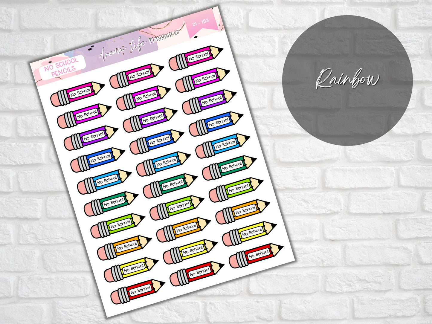 No School Pencil Stickers, Back to School Planner Diary Bullet Journal Stickers, Student or Teacher Planner Sticker Sheet, School Stickers