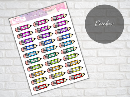 No School Pencil Stickers, Back to School Planner Diary Bullet Journal Stickers, Student or Teacher Planner Sticker Sheet, School Stickers