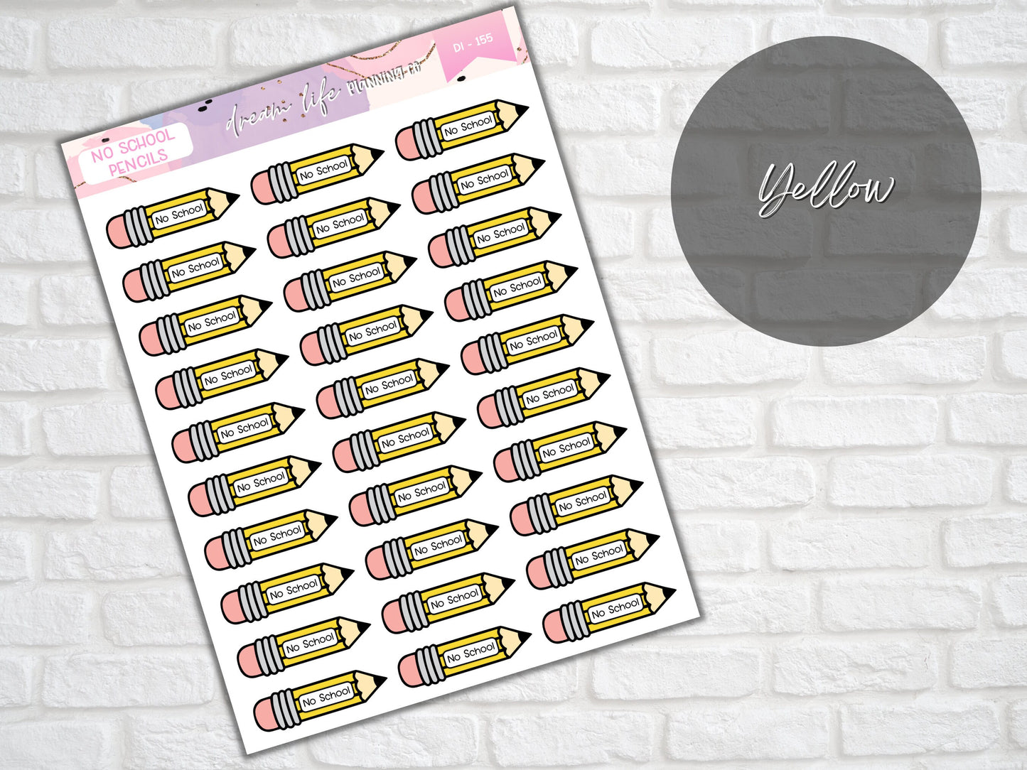 No School Pencil Stickers, Back to School Planner Diary Bullet Journal Stickers, Student or Teacher Planner Sticker Sheet, School Stickers