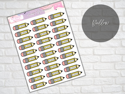 No School Pencil Stickers, Back to School Planner Diary Bullet Journal Stickers, Student or Teacher Planner Sticker Sheet, School Stickers