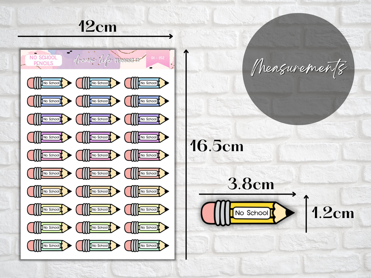 No School Pencil Stickers, Back to School Planner Diary Bullet Journal Stickers, Student or Teacher Planner Sticker Sheet, School Stickers