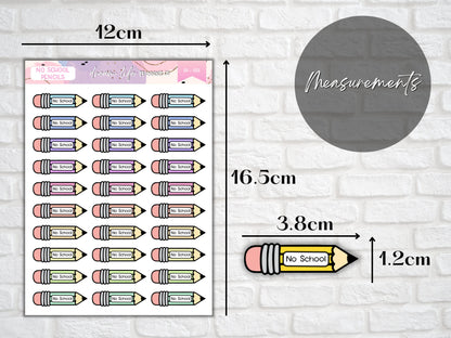 No School Pencil Stickers, Back to School Planner Diary Bullet Journal Stickers, Student or Teacher Planner Sticker Sheet, School Stickers