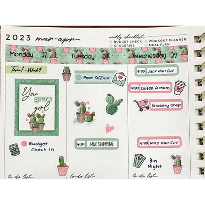 Deco Planner Stickers Cactus Decorative Planner Stickers for Bullet Journal Stickers Cute Planner Sticker Sheets Erin Condren Stickers