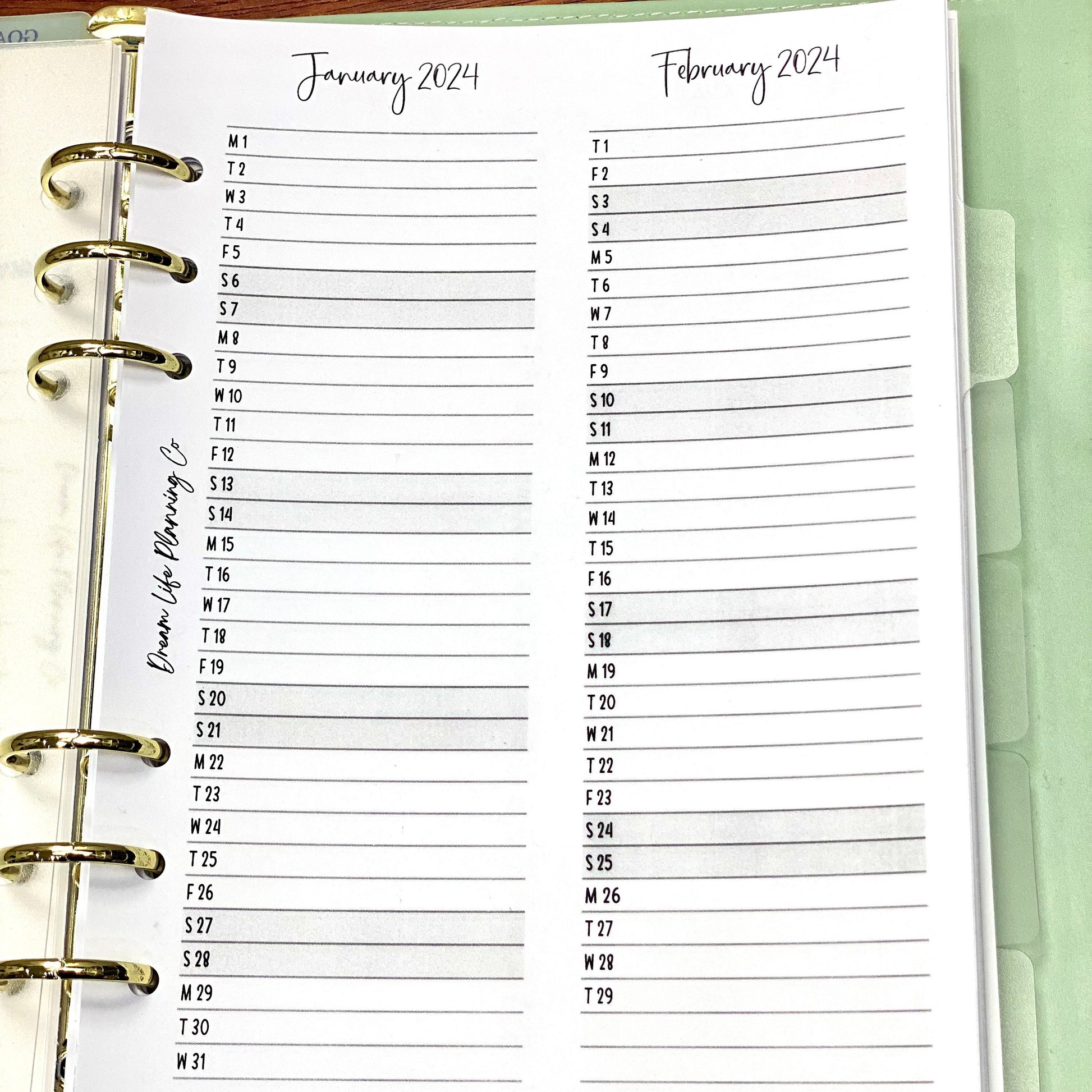 2024 - A5 Vertical Month At A Glance Planner Refill for A5 Planner Refill A5 Planner Inserts