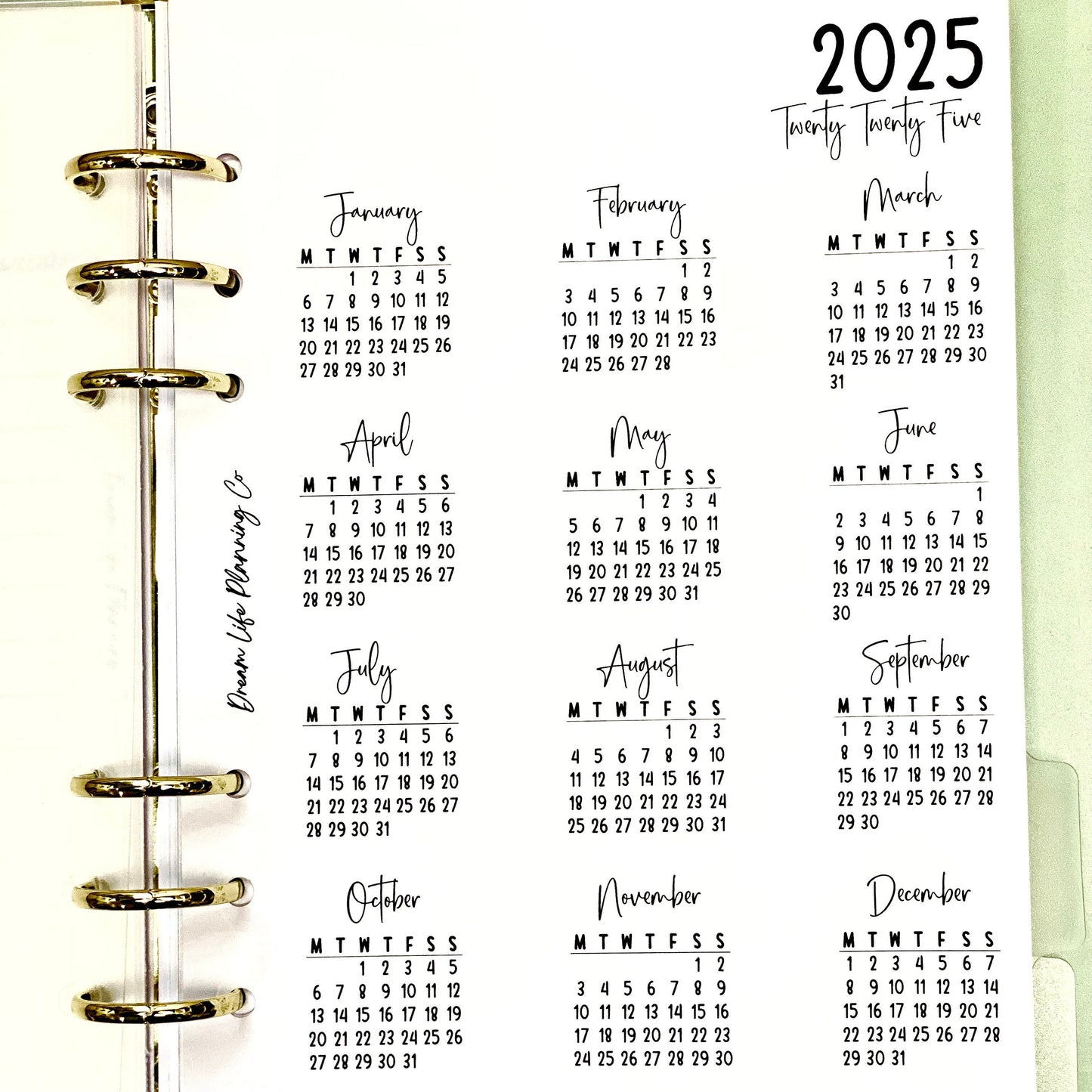 2025 - A5 Year At A Glance Planner Refill for A5 Planner Monthly Planner Inserts A5 Planner Inserts 2025 Monthly Calendar Insert Pages